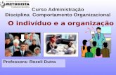 O indivíduo e a organização Curso Administração Disciplina Comportamento Organizacional Professora: Rozeli Dutra.