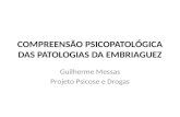 COMPREENSÃO PSICOPATOLÓGICA DAS PATOLOGIAS DA EMBRIAGUEZ Guilherme Messas Projeto Psicose e Drogas.
