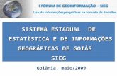 SISTEMA ESTADUAL DE ESTATÍSTICA E DE INFORMAÇÕES ESTATÍSTICA E DE INFORMAÇÕES GEOGRÁFICAS DE GOIÁS SIEG Goiânia, maio/2009.