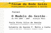 Fórum da Rede Goiás Planejamento,Orçamento e Gestão O Modelo de Gestão do PPA 2004 – 2007 Avançar Mais Painel Paula Pinto Silva de Amorim Sulamita de Aquino.