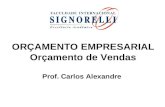 ORÇAMENTO EMPRESARIAL Orçamento de Vendas Prof. Carlos Alexandre.