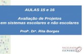 AULAS 15 e 16 Avaliação de Projetos em sistemas escolares e não escolares Prof a. Dr a. Rita Borges.