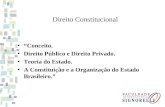 Direito Constitucional Conceito. Direito Público e Direito Privado. Teoria do Estado. A Constituição e a Organização do Estado Brasileiro.