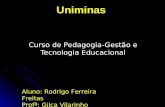 Uniminas Curso de Pedagogia-Gestão e Tecnologia Educacional Aluno: Rodrigo Ferreira Freitas Profª: Gilca Vilarinho.