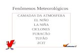 Fenômenos Meteorológicos CAMADAS DA ATMOSFERA EL NIÑO LA NIÑA CICLONES FURACÃO TUFÃO ZCIT.