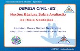 DEFESA CIVIL - ES Noções Básicas Sobre Avaliação de Risco Geológico Instrutor: Roney Gomes Nascimento Eng.º Civil – Subcoordenador de Operações.