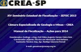 XIV Seminário Estadual de Fiscalização – SEFISC 2013 Câmara Especializada de Geologia e Minas – CREA Manual de Fiscalização – Ações para 2014 Coordenador: