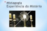 Falar de Mistagogia é trazer à nossa realidade um estilo que inseria os cristãos na comunidade eclesial. catequese e liturgia Ligação: catequese e liturgia.