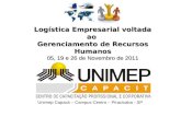 Unimep Capacit – Campus Centro – Piracicaba - SP Logística Empresarial voltada ao Gerenciamento de Recursos Humanos 05, 19 e 26 de Novembro de 2011.