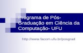 Programa de Pós- Graduação em Ciência da Computação- UFU .