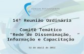 14ª Reunião Ordinária Comitê Temático Rede de Disseminação, Informação e Capacitação 12 de abril de 2012.