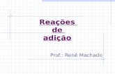 Reações de adição Prof.: Renê Machado. As reações de adição são características de hidrocarbonetos insaturados, onde ocorrerá a quebra da ligação pi (mais.