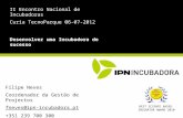 Filipe Neves Coordenador da Gestão de Projectos fneves@ipn-incubadora.pt +351 239 700 300 Desenvolver uma Incubadora de sucesso II Encontro Nacional de.
