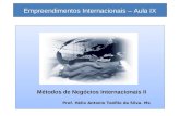 Empreendimentos Internacionais – Aula IX Métodos de Negócios Internacionais II Prof. Hélio Antonio Teófilo da Silva. Ms Métodos de Negócios Internacionais.