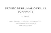 DEZOITO DE BRUMÁRIO DE LUIS BONAPARTE K. MARX Slides utilizados na Disciplina Teoria Política II – Curso de Ciências Sociais/UFSC Prof. Juliana Grigoli.