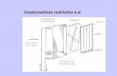 Condensadores resfriados a ar. A temperatura de condensação deve ser fixada em um valor entre 11 °C e 15 °C maior que a temperatura de bulbo seco do ar.
