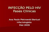 INFECÇÃO PELO HIV Fases Clínicas Ana Paula Pietrowski Bertuol Infectologista Dez 2009.