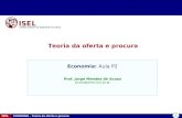 1 ISEL ECONOMIA – Teoria da oferta e procura Teoria da oferta e procura Instituto Superior de Engenharia de Lisboa Economia: Aula P2 Prof. Jorge Mendes.