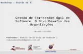Gestão de Fornecedor Ágil de Software: O Novo Desafio das OrganizaçõesFevereiro/2013 Professor: Rômulo César Dias de Andrade | romulodandrade@gmail.com.br.
