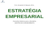 ESTRATÉGIA EMPRESARIAL Prof. Alexandre B. Marques, M.Sc. Conceitos básicos para a disciplina GESTÃO DO CONHECIMENTO.