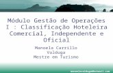Módulo Gestão de Operações I : Classificação Hoteleira Comercial, Independente e Oficial manoelavalduga@hotmail.com Manoela Carrillo Valduga Mestre em.