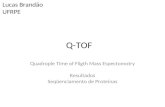 Q-TOF Quadrople Time of Fligth Mass Espectomotry Resultados Seqüenciamento de Proteínas Lucas Brandão UFRPE.