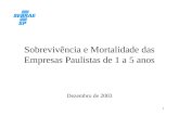 1 Sobrevivência e Mortalidade das Empresas Paulistas de 1 a 5 anos Dezembro de 2003.