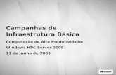 Campanhas de Infraestrutura Básica Computação de Alta Produtividade: Windows HPC Server 2008 11 de Junho de 2009.