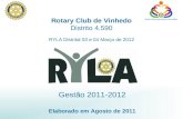 Gestão 2011-2012 Elaborado em Agosto de 2011 Rotary Club de Vinhedo Distrito 4.590 RYLA Distrital 03 e 04 Março de 2012.