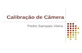 Calibração de Câmera Pedro Sampaio Vieira. Objetivo  Descobrir os parâmetros intrínsecos e extrínsecos da câmera  Desenhar os eixos xyz fixados em um.