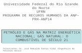 Universidade Federal do Rio Grande do Norte UFRN PROGRAMA DE RECUROS HUMANOS DA ANP– PRH-ANP14 PETRÓLEO E GÁS NA MATRIZ ENERGÉTICA NACIONAL; GÁS NATURAL: