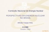 Comissão Nacional de Energia Nuclear PERSPECTIVAS DA ENERGIA NUCLEAR NO BRASIL Alfredo Tranjan Filho X CBE Outubro / 2004.