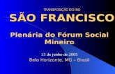 TRANSPOSIÇÃO DO RIO SÃO FRANCISCO Plenária do Fórum Social Mineiro 13 de junho de 2005 Belo Horizonte, MG – Brasil.