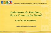 CAFÉ COM ENERGIA FIRJAN, 03 de Outubro de 2003 Ministério do Planejamento, Orçamento e Gestão Indústrias do Petróleo, Gás e Construção Naval.