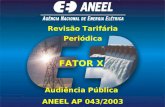 Revisão Tarifária Periódica FATOR X Audiência Pública ANEEL AP 043/2003 5 de fevereiro de 2004 Brasília – DF.