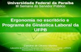 Universidade Federal da Paraíba III Semana do Servidor Público Ergonomia no escritório e Programa de Ginástica Laboral da UFPB Caroline de Oliveira Martins.