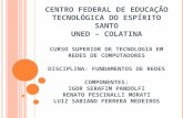 CENTRO FEDERAL DE EDUCAÇÃO TECNOLÓGICA DO ESPÍRITO SANTO UNED – COLATINA CURSO SUPERIOR DE TECNOLOGIA EM REDES DE COMPUTADORES DISCIPLINA: FUNDAMENTOS.