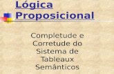 Lógica Proposicional Completude e Corretude do Sistema de Tableaux Semânticos.