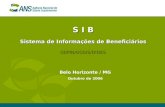 S I B Sistema de Informações de Beneficiários GEPIN/GGSIS/DIDES Belo Horizonte / MG Outubro de 2006.