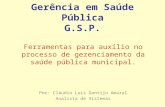 Gerência em Saúde Pública G.S.P. Ferramentas para auxílio no processo de gerenciamento da saúde pública municipal. Por: Cláudio Luis Gontijo Amaral Analista.