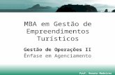 MBA em Gestão de Empreendimentos Turísticos Gestão de Operações II Ênfase em Agenciamento Prof. Renato Medeiros.