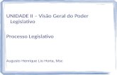 UNIDADE II – Visão Geral do Poder Legislativo Processo Legislativo Augusto Henrique Lio Horta, Msc.