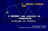 9ª JORNADAS PORBASE, 2003 O UNIMARC num contexto de cooperação evolução do formato Rosa Maria Galvão Direcção de Serviços de Colecções e Acesso.
