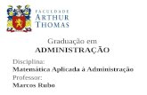 Graduação em ADMINISTRAÇÃO Disciplina: Matemática Aplicada à Administração Professor: Marcos Rubo.