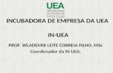 INCUBADORA DE EMPRESA DA UEA IN-UEA PROF. WLADEMIR LEITE CORREIA FILHO, MSc Coordenador da IN UEA.