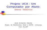 Projeto UCA – Um Computador por Aluno : breve histórico José Armando Valente Depto. de Multimeios, Nied e GGTE - Unicamp Ced - PucSP.