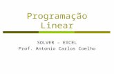Programação Linear SOLVER – EXCEL Prof. Antonio Carlos Coelho.