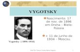 VYGOTSKY Nascimento: 17 de nov. de 1896 em Orsha – Bielo-Rússia + 11 de junho de 1934 – Moscou. Profª Drª Teresa Cristina Barbo Siqueira1 Vygotsky ( 1896-1934)