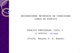 UNIVERSIDADE METODISTA DE PIRACICABA CURSO DE DIREITO DIREITO PROCESSUAL CIVIL I 3º SEMESTRE – 5ª aula (Profa. Renata H. S. Bueno) 1.