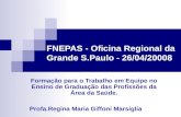 FNEPAS - Oficina Regional da Grande S.Paulo - 26/04/20008 Formação para o Trabalho em Equipe no Ensino de Graduação das Profissões da Área da Saúde. Profa.Regina.
